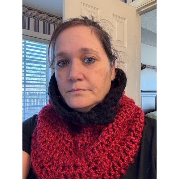 Cowl Neck Hoodie, Hooded Cape, Hand crocheted Hood, Infinity Scarf Neck Warmer, - Picture 8 of 10